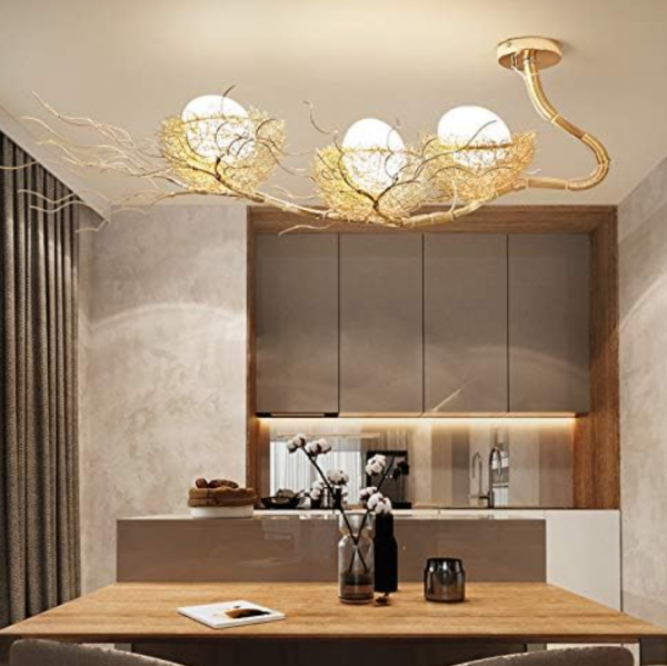 Penerangan lampu gantung logam hitam